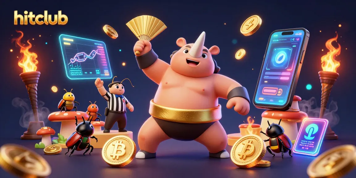 Experience hitting the jackpot at hitclub with our lively 3D illustration of a sumo beetle champion.