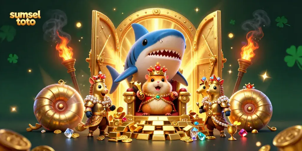 Experience excitement with sumsel toto in a rich 3D cartoon casino scene filled with treasure and adventure.