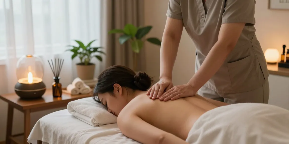 Serene massage therapy room showcasing 성남출장안마 with professional therapist and soothing ambiance.