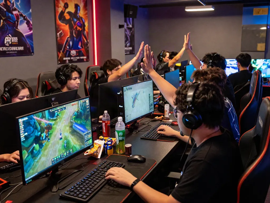 Engaging gaming environment showcasing gamers immersed in multiplayer action at http://11bet-app.net/ with vibrant colors and excitement.