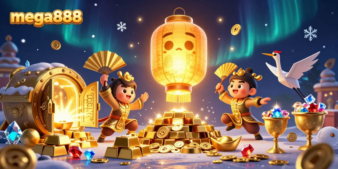 Experience mega888's vibrant 3D casino world, filled with enchanting golden symbols and rich rewards.