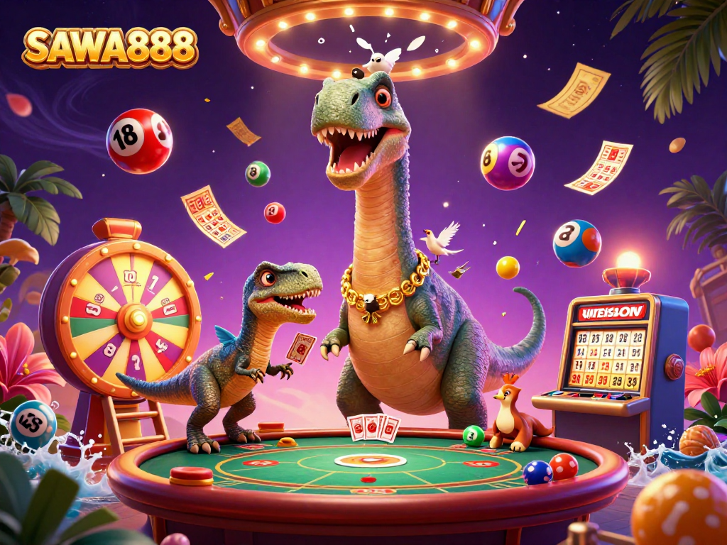 Experience the excitement of SAWA888 with a playful dinosaur-themed casino adventure.