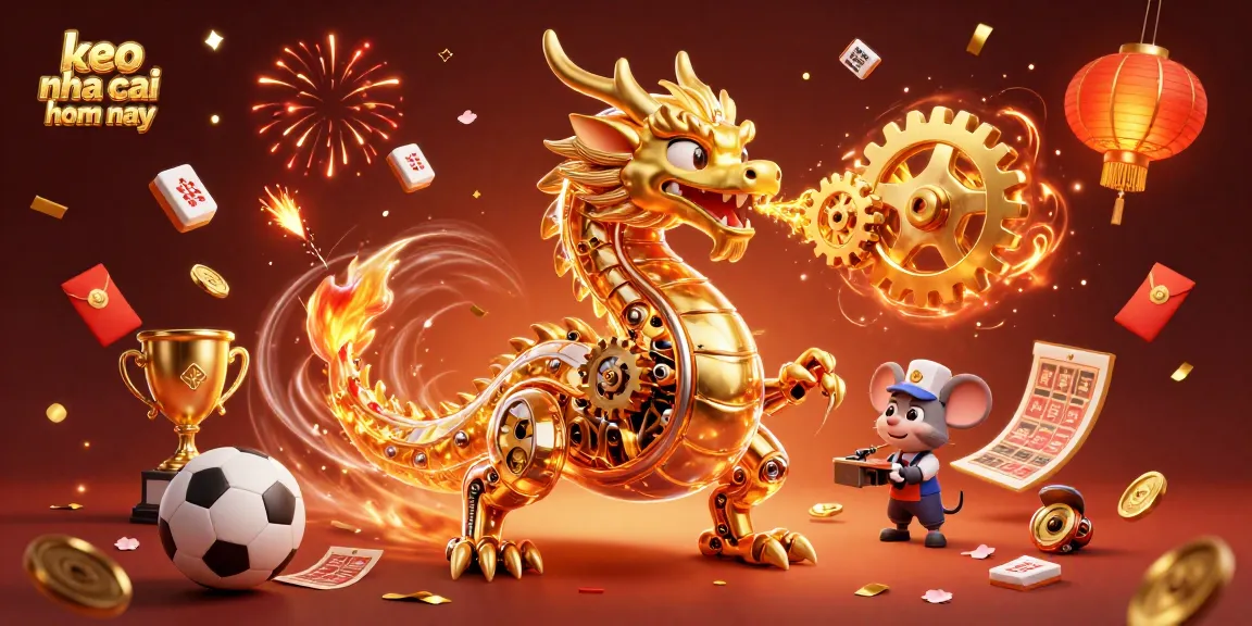 Engage with keo nha cai hom nay through an exquisite illustration of a golden dragon and sports elements.